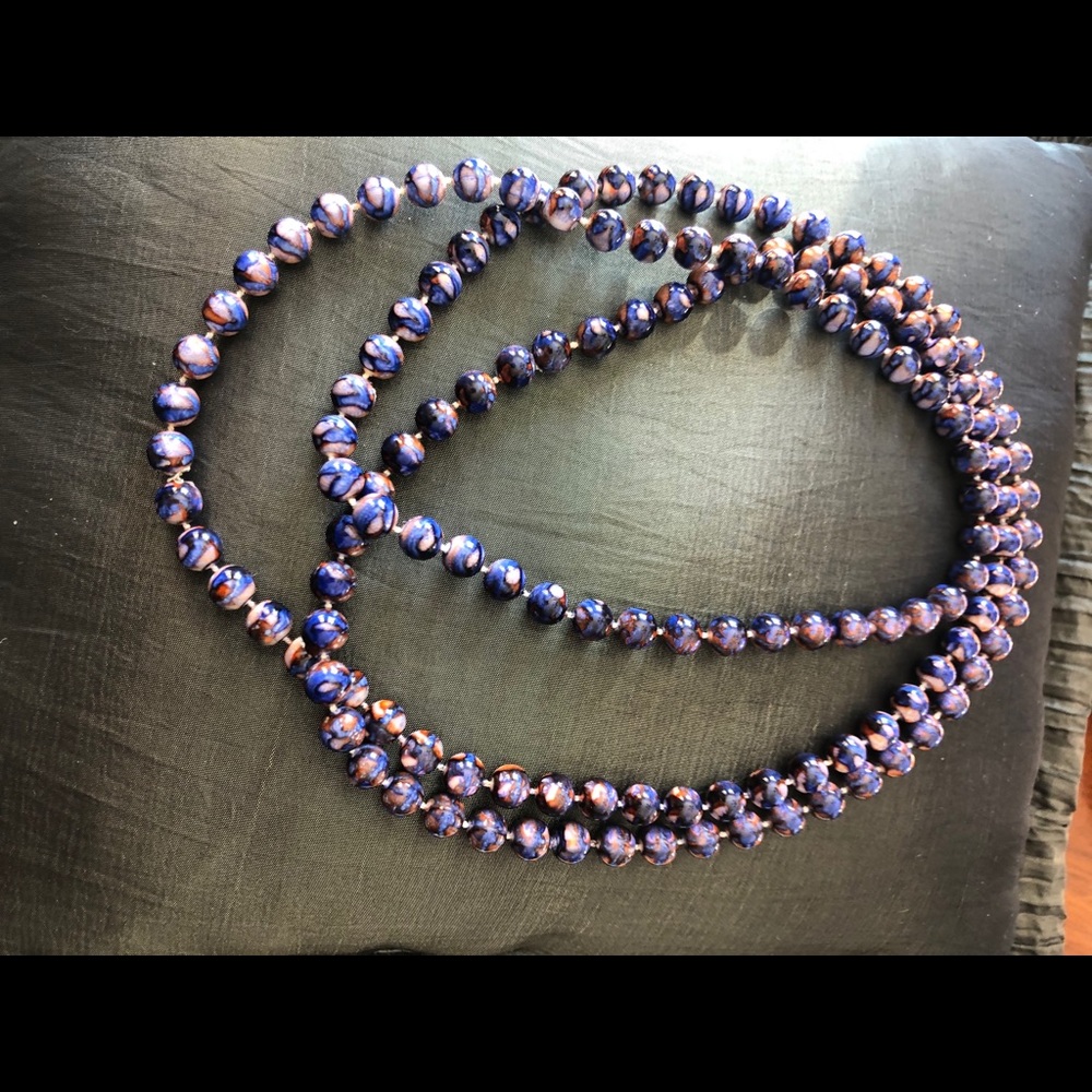 Vintage Blue/brown beaded necklace